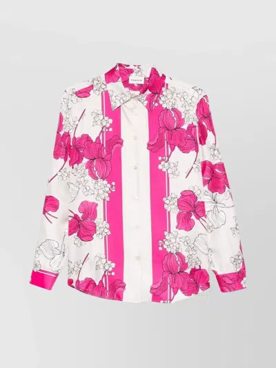 P.a.r.o.s.h Serenella Floral Print Long Sleeves Shirt In Neutrals