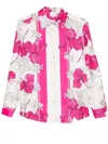 P.a.r.o.s.h Serenella Floral Print Long Sleeves Shirt In Pink