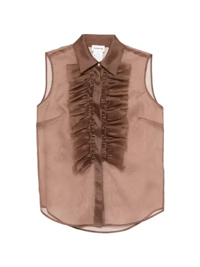 P.a.r.o.s.h Shake Ruffled Collared Blouse In Brown