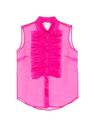 P.a.r.o.s.h Shake Ruffled Sheer Shirt In Pink