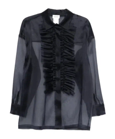 P.a.r.o.s.h Shake Ruffled Shirt In Black