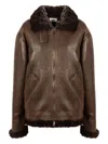 P.a.r.o.s.h Shearling-collar Zip Jacket In Brown