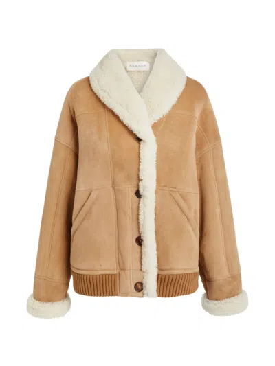 P.a.r.o.s.h Shearling-trim Button-up Jacket In Brown