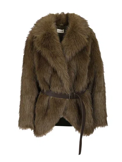P.a.r.o.s.h Sheepskin Coat Jackets Green In Brown