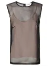 P.a.r.o.s.h Sheer Black Silk Shirt In Brown
