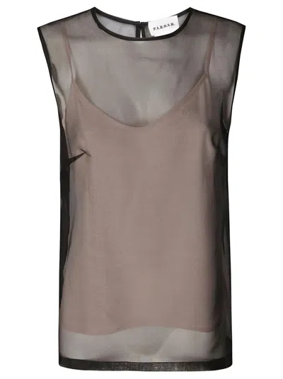 P.A.R.O.S.H SHEER BLACK SILK SHIRT