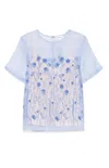 P.a.r.o.s.h . Sheer Floral Embroidered Overlay Blouse In Multi