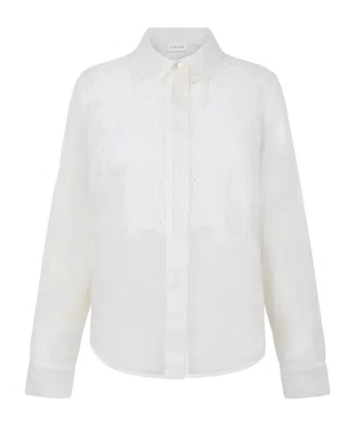 P.a.r.o.s.h . Sheer Lace Panel Shirt In White