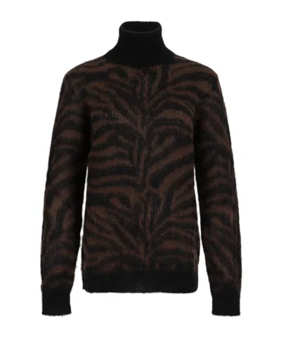 P.a.r.o.s.h . Sheer Patterned Knitted Sweater In Brown