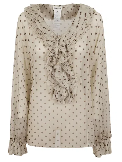 P.a.r.o.s.h Sheer Silk Blouse With Polka Dot Pattern In Neutral