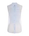 P.a.r.o.s.h Parosh Sheer Sleeveless Button-front Blouse In Blue