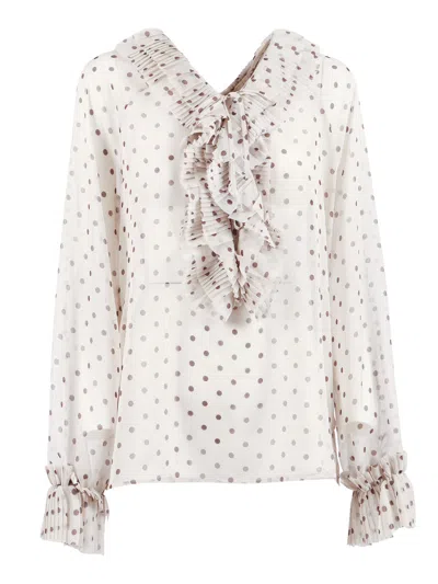 P.a.r.o.s.h Sheer White Ruffled Blouse