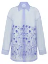 P.a.r.o.s.h Parosh Silk Organza Shirt With Tone-on-tone Flower Embroidery In Purple