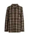 P.a.r.o.s.h Brown Tartan Pattern Cotton Shirt With Sequin Detailing In Animal Print