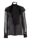 P.a.r.o.s.h Silk Blouse With Oversized Bow And Tailored Fit In Black