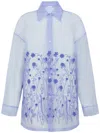 P.a.r.o.s.h Parosh Silk Organza Shirt With Tone-on-tone Flower Embroidery In Blue