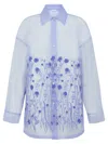 P.a.r.o.s.h Parosh Silk Organza Shirt With Tone-on-tone Flower Embroidery In Blue
