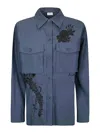 P.a.r.o.s.h Ninja Floral-embroidered Shirt In Blue