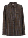 P.a.r.o.s.h . Green Check Cotton Shirt With Rhinestone Embellishments In Brown