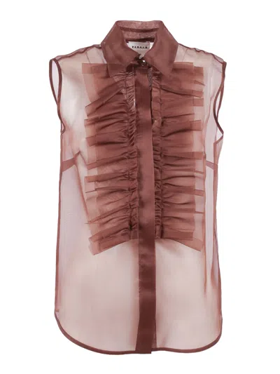 P.a.r.o.s.h Shake Ruffled Collared Blouse In Brown
