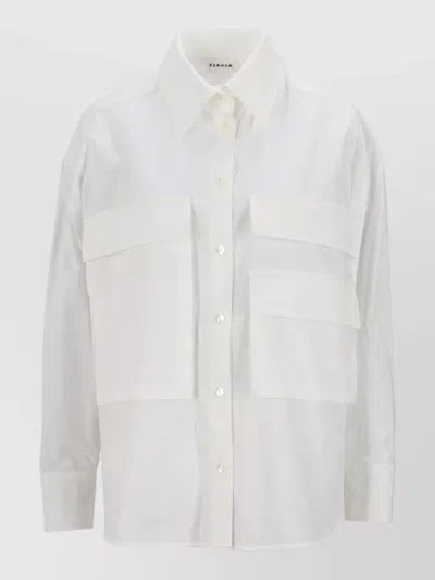 P.a.r.o.s.h Shirt Collared Neck Long Sleeves Pockets In White