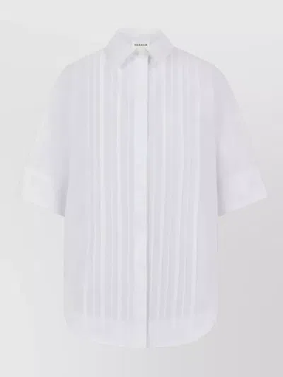 P.a.r.o.s.h Shirt Collared Neck Pleated Detail Short Sleeves In White
