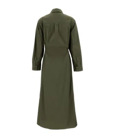 P.a.r.o.s.h Utility-inspired Long Shirt Dress With Adjustable Waist In Green