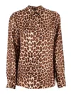 P.a.r.o.s.h . Leopard Print Silk Shirt With Pointed Collar And Overfit Silhouette In Multi