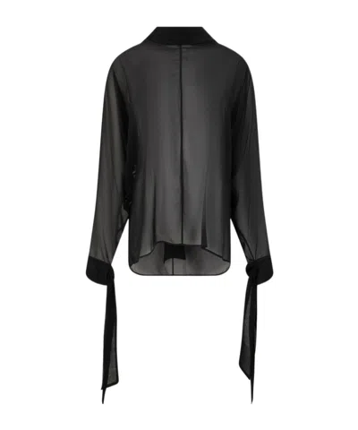P.a.r.o.s.h Shirt With Bow-detail Sleeves In Black