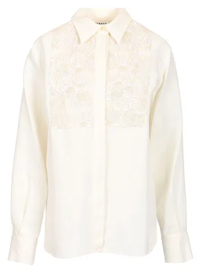 P.a.r.o.s.h Shirt With Plastron Shirts White In Panna