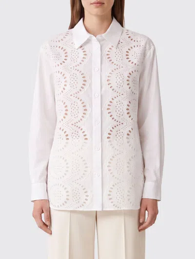 P.a.r.o.s.h Sangallo Lace Openwork Shirt With Classic Collar In White