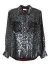 P.a.r.o.s.h Dark Brown Sequin Shirt In Brown
