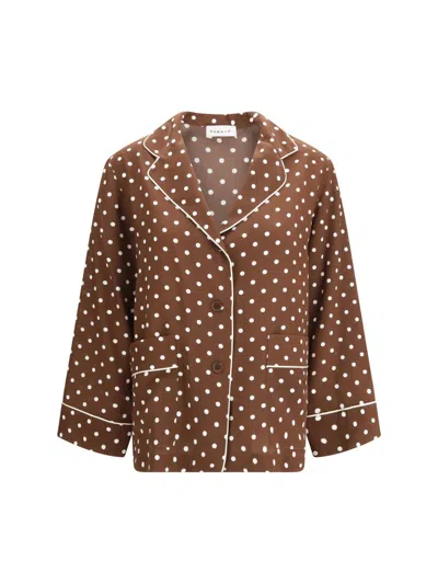 P.a.r.o.s.h P. A.r. O.s. H. Polka-dot Silk Shirt In Brown