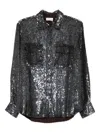 P.a.r.o.s.h Long Sleeve Top With Chest Pockets And Sequins In Silver