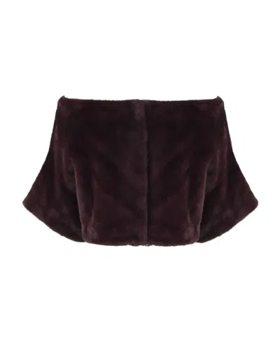 P.a.r.o.s.h Short Artificial Fur Coat In Black