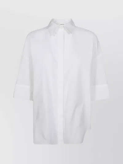 P.a.r.o.s.h Short Sleeve Boxy Collared Top In White