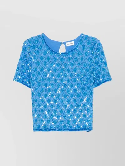 P.a.r.o.s.h Short Sleeve Cropped Top Sequins In Burgundy