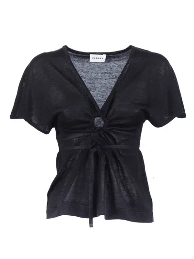 P.a.r.o.s.h Short Sleeve Deep V Neck Top In Black