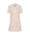 P.a.r.o.s.h Guipure Lace Mini Shirt Dress In Pink