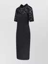 P.a.r.o.s.h Short Sleeve High Neckline Lace Detailing Dress