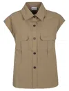 P.a.r.o.s.h Collared Cap Sleeves Pleated Back Chest Pockets