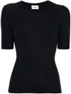 P.a.r.o.s.h Short-sleeved Wool-blend Blouse In Blue