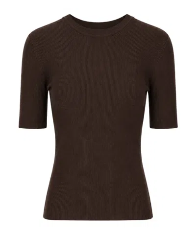 P.a.r.o.s.h . Short Sleeve Ribbed Knitted Top In Black