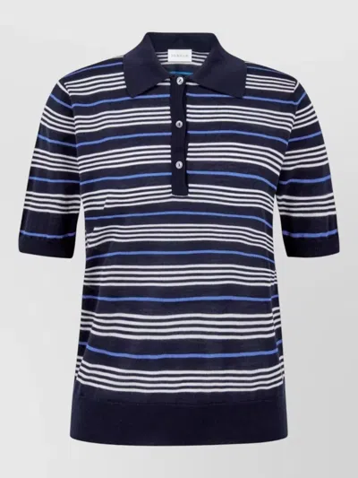 P.a.r.o.s.h Short Sleeve Striped Top Ribbed Collar In Blue