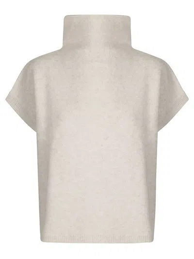 P.A.R.O.S.H SHORT-SLEEVE WOOL SWEATER WITH HIGH COLLAR