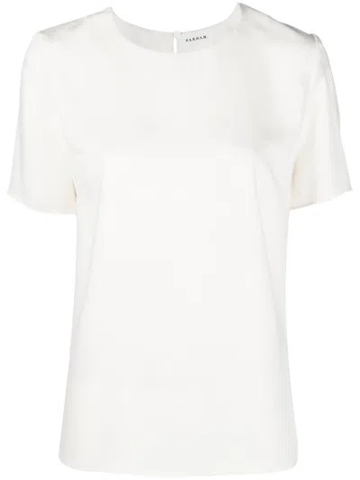 P.a.r.o.s.h Keyhole-detail Short-sleeve Blouse In White