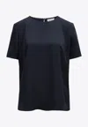 P.a.r.o.s.h High-low Hem Keyhole Back Blouse In Blue