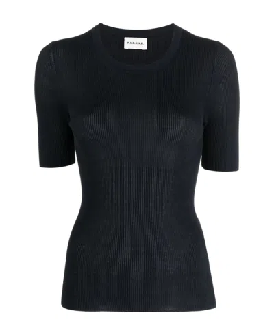 P.a.r.o.s.h Short-sleeved Rib Sweater In Nero