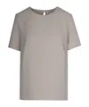 P.a.r.o.s.h Soft-fit Short-sleeved Blouse With Back Slit Detail In Gray