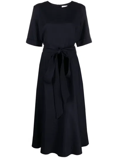 P.a.r.o.s.h Parosh Short Sleeves Crew Neck Chemisier Dress In Blue